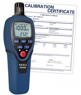 REED R9400-NIST Carbon Monoxide Meter with Temperature, 1000ppm, -4 to 158&amp;deg;F (-20 to 70&amp;deg;C),  -